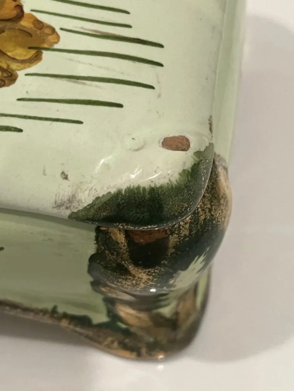 Vtg Italian Hand Painted Footed Porcelain Trinket Vanity Box Numbered Victorian